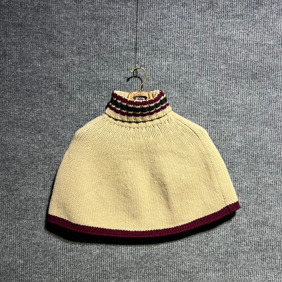Burberry Sweaters - Vintage Burberry Poncho Women OS Beige Lambswool Turtleneck Cape Made in England